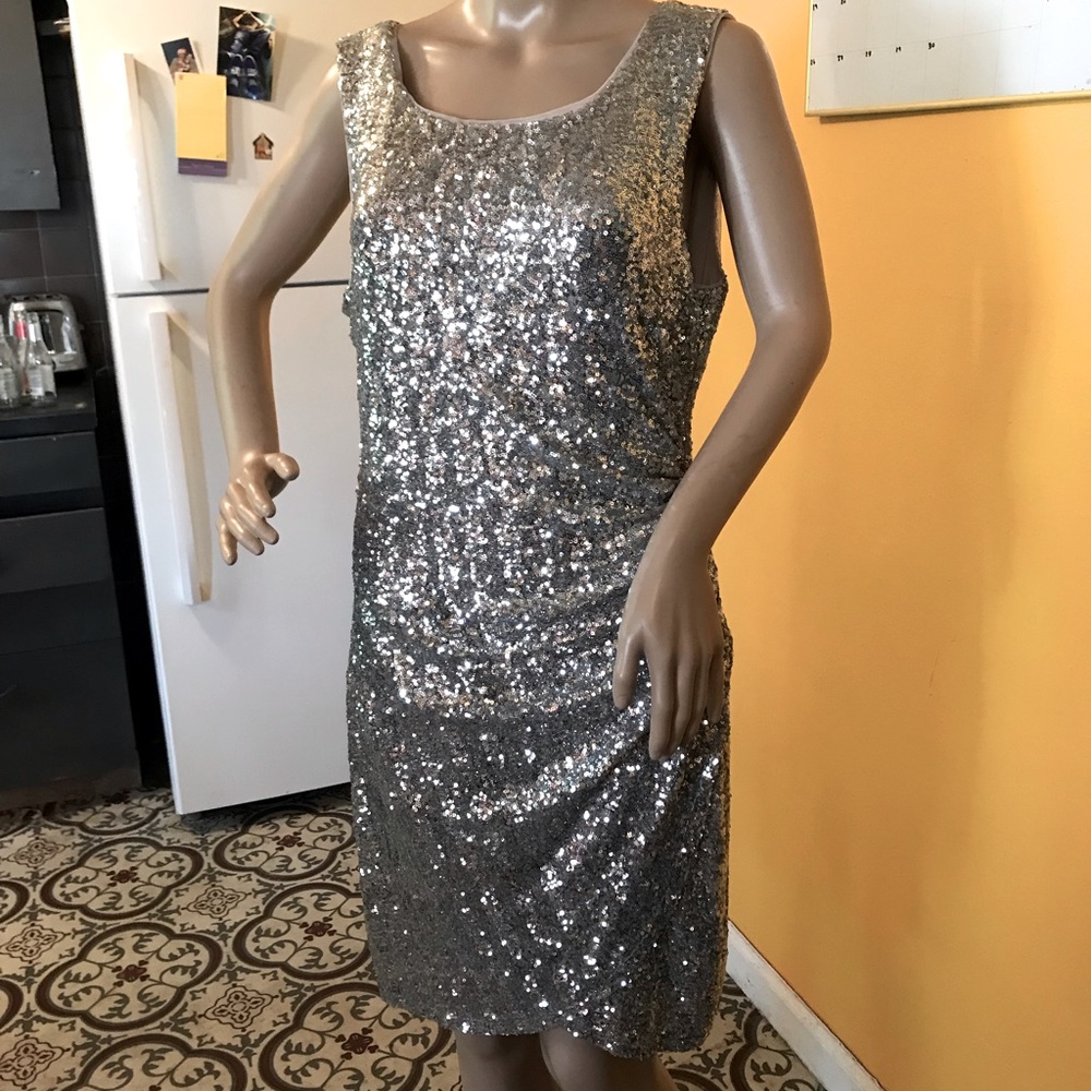Bisou Bisou silver sparkle cocktail dress
